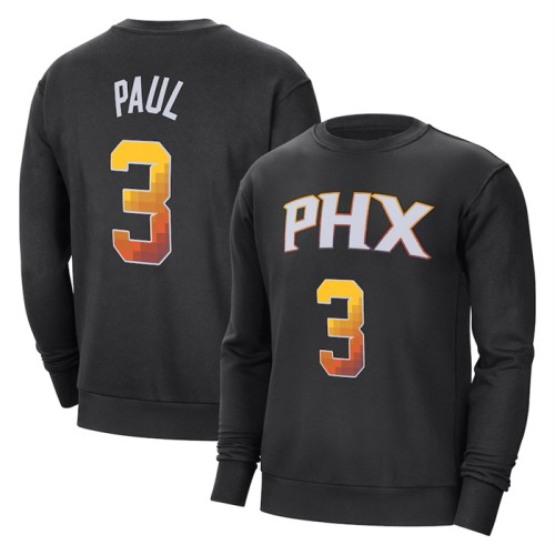 Men's Phoenix Suns #3 Chris Paul Black Long Sleeve T-Shirt